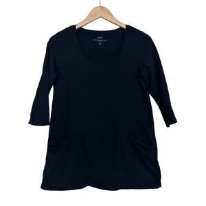 J. Jill Pure Jill Black Curved Seam Tunic Pima Cotton Sz SP